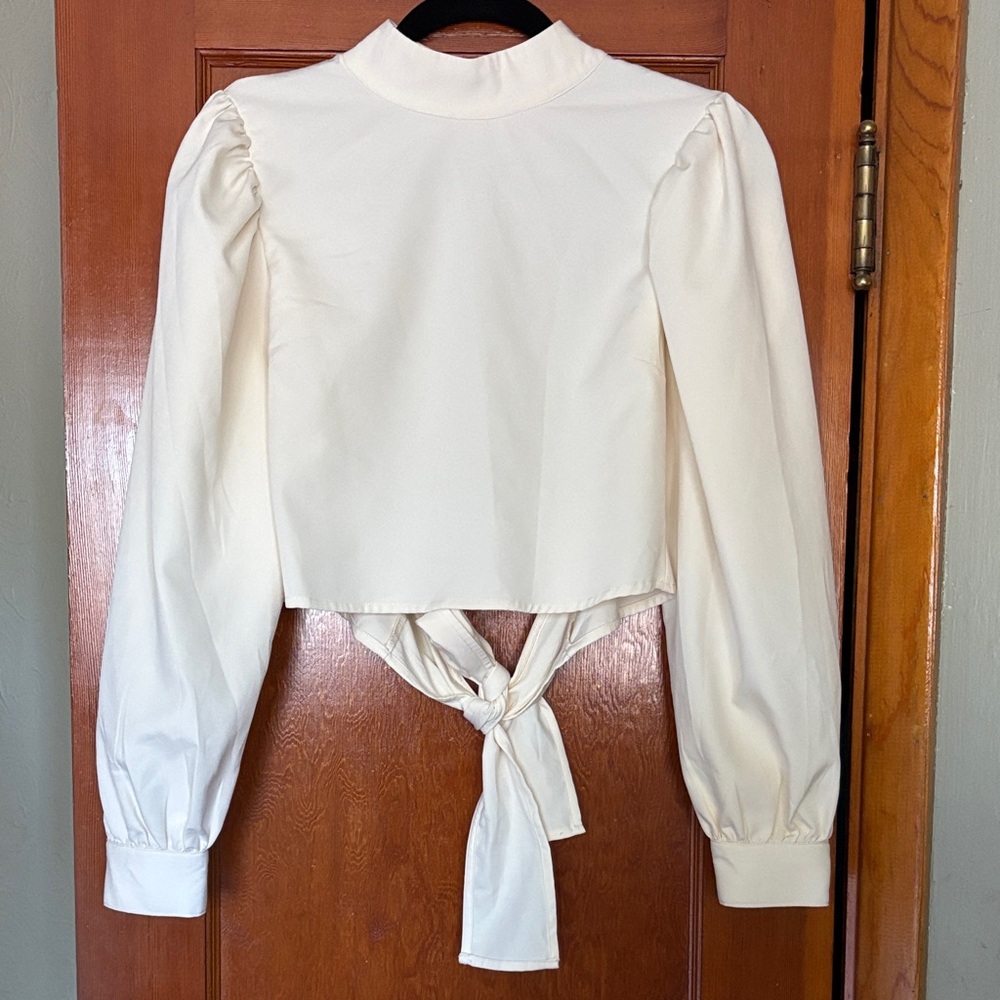 Elegant Cream Tie-Back Blouse